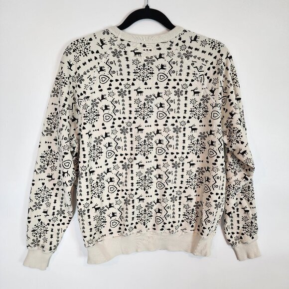 The Great. Womens The College Sweatshirt Washed White Folk Print Terry Cloth Sm - Picture 5 of 11